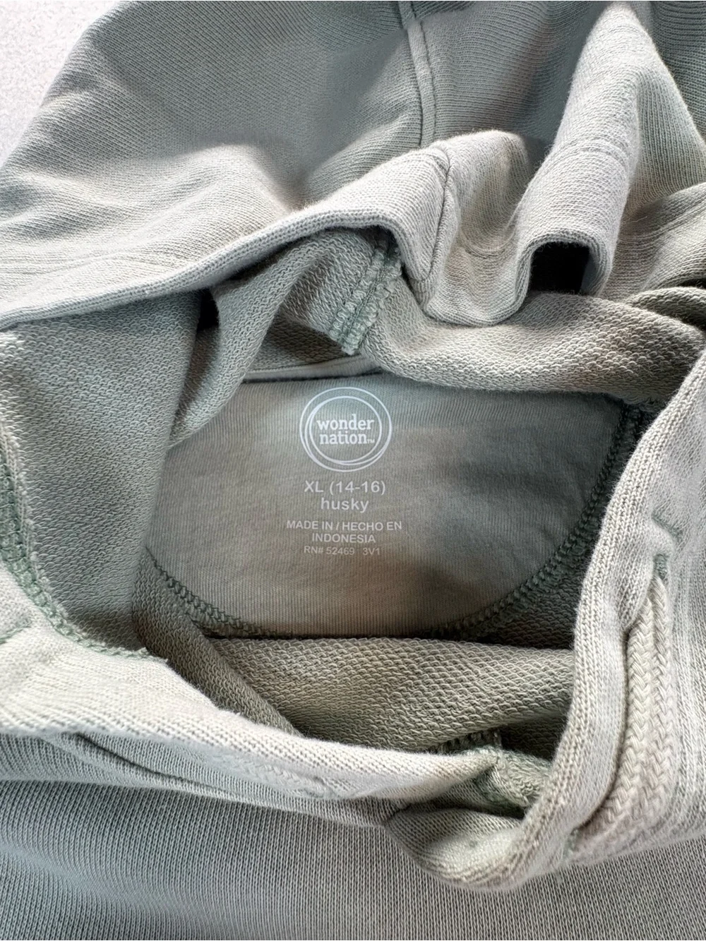 Wonder Nation Boys XL Husky 14-16 Sage Green Hoodie Kangaroo Pocket